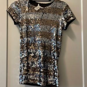 Alice + olivia sequin striped t shirt